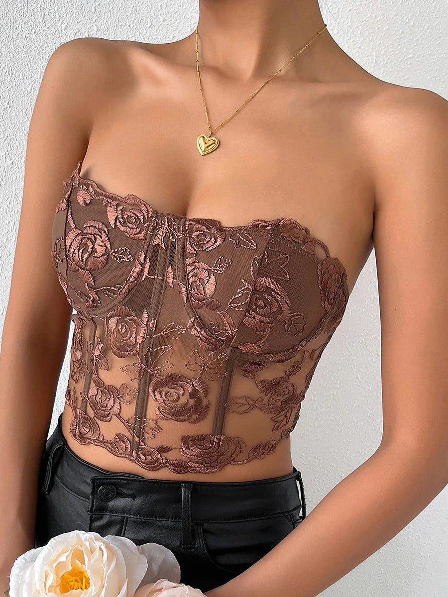 Elegant Lace Corset Top for Prom, Party, and Club Outfits.