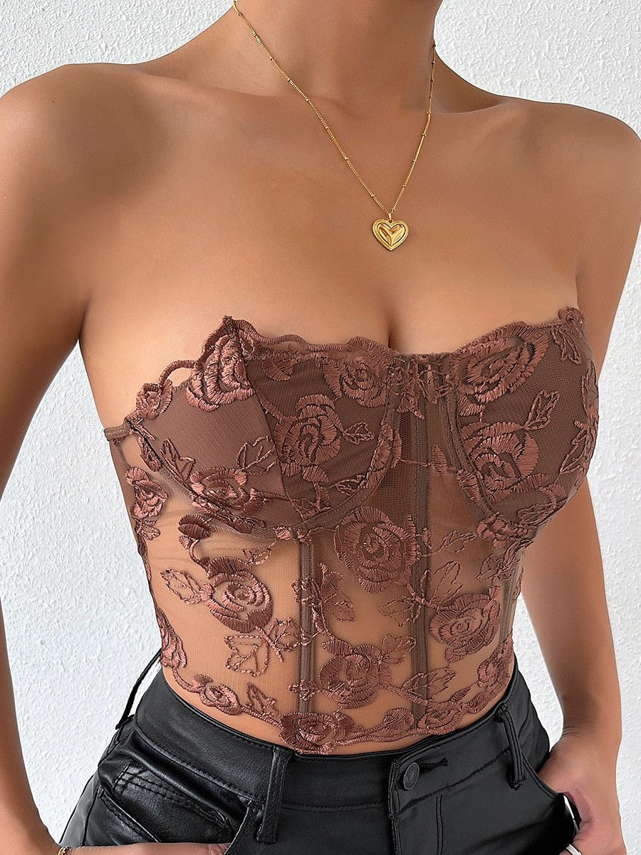 Elegant Lace Corset Top for Prom, Party, and Club Outfits.