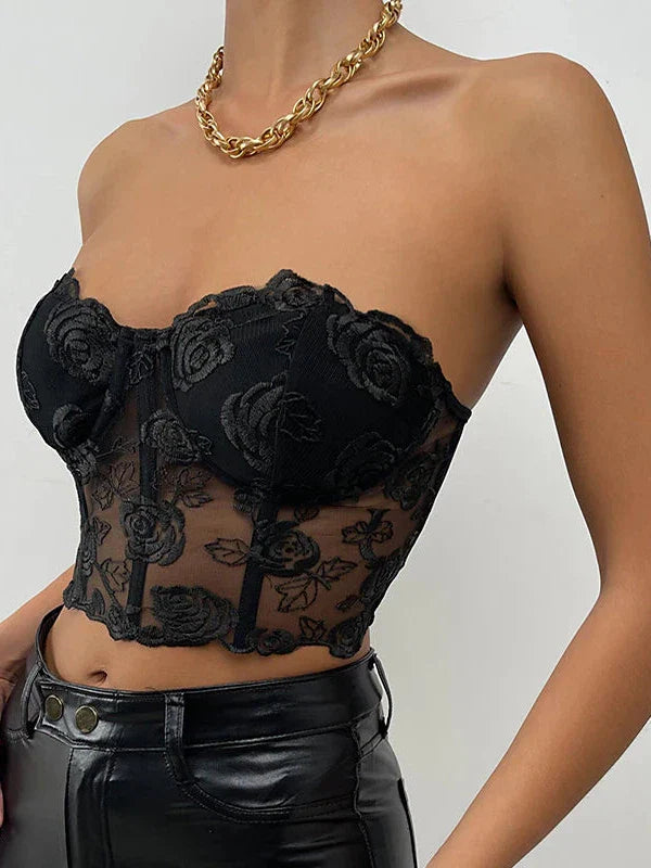 Elegant Lace Corset Top for Prom, Party, and Club Outfits.