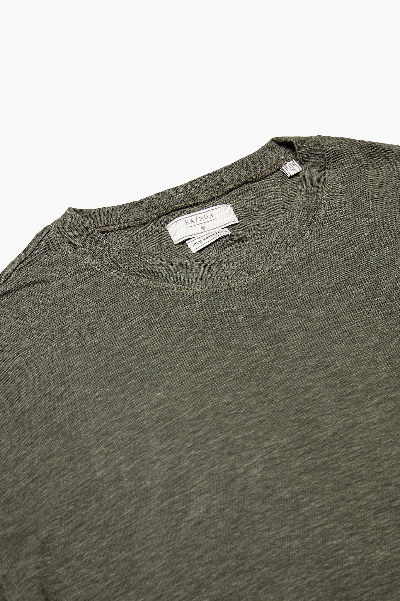 Elié long-sleeve linen jersey t-shirt, light green foliage.