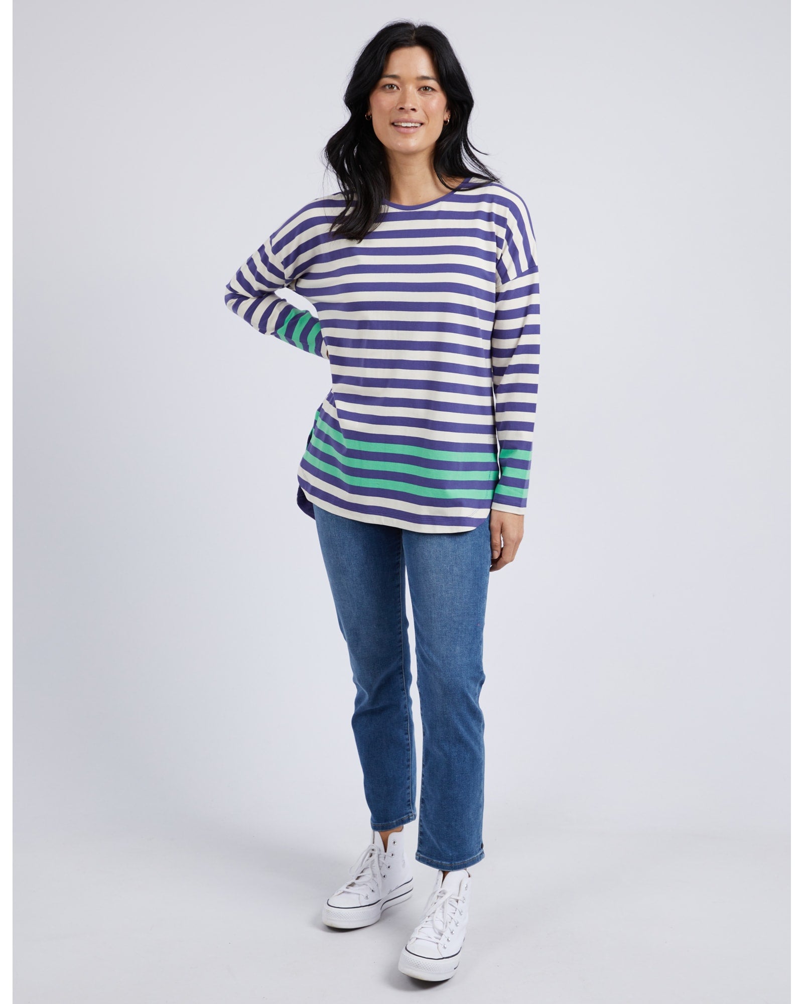 Elm Indigo Stripe Turn Back Tee