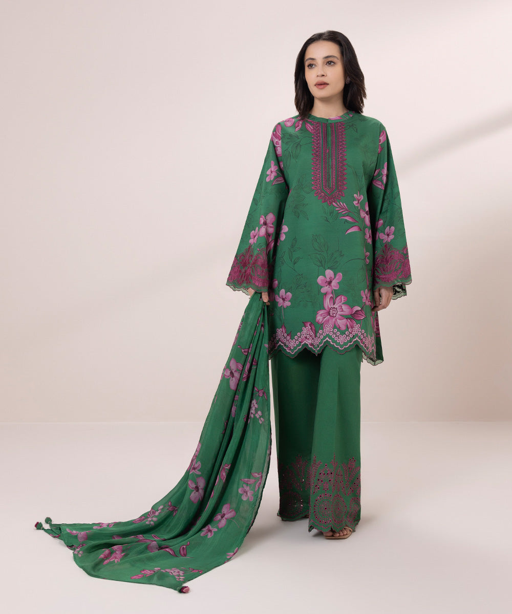 Embroidered Lawn Suit - 3 Piece