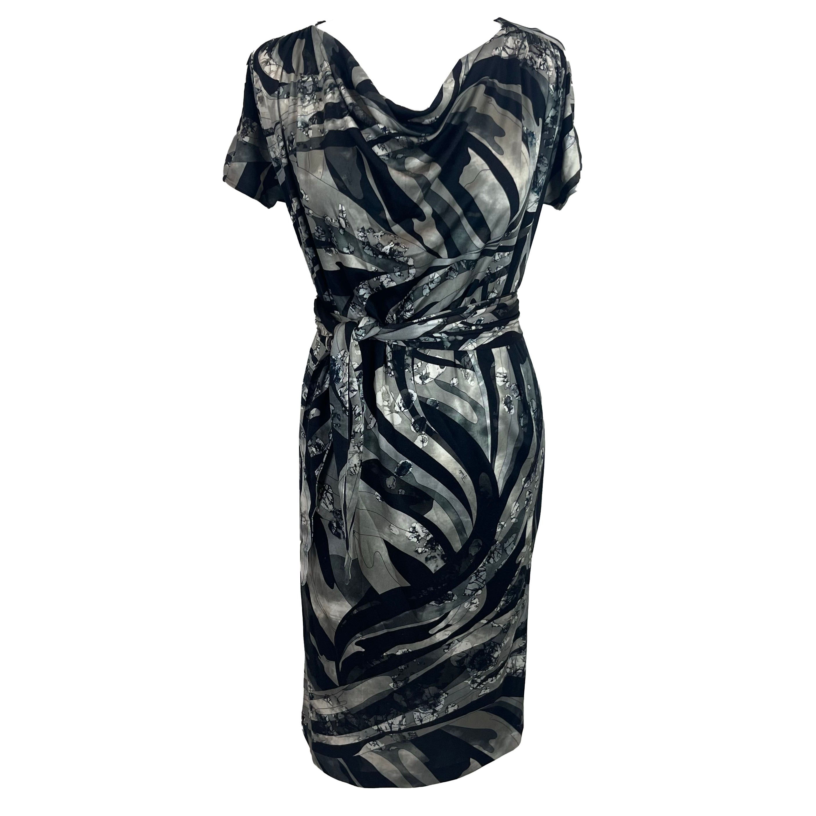 Emilio Pucci Grey Swirl Print Dress XS