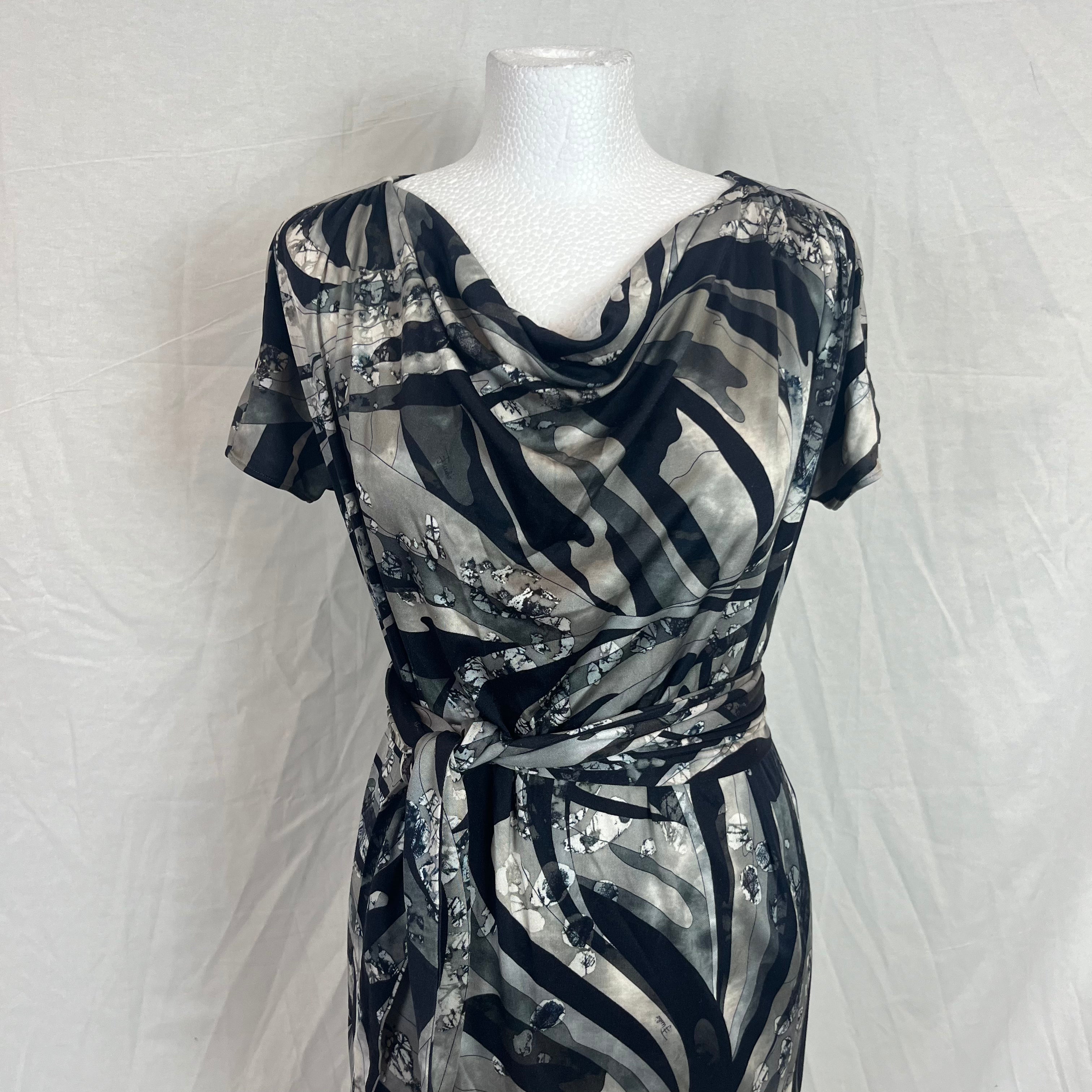 Emilio Pucci Grey Swirl Print Dress XS