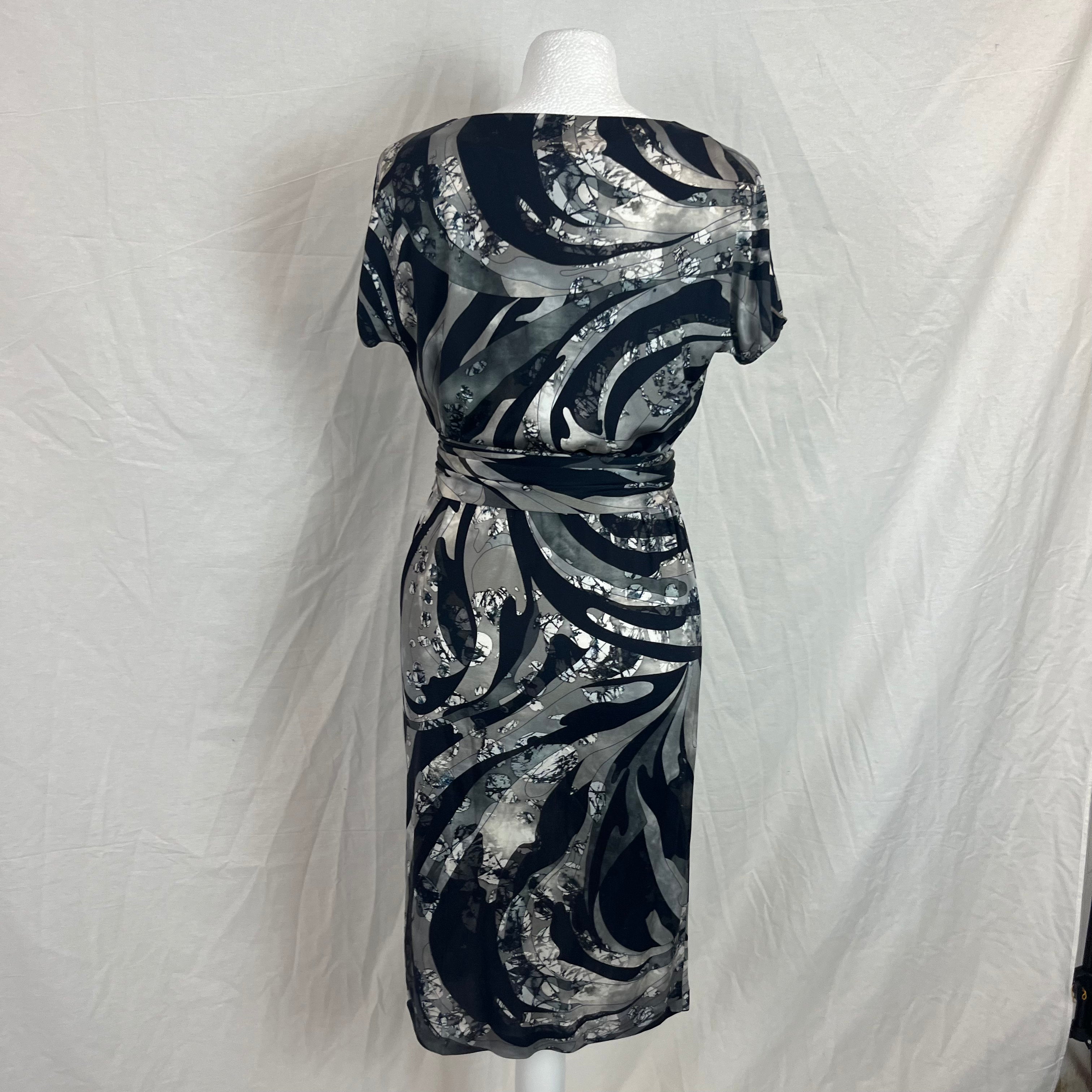 Emilio Pucci Grey Swirl Print Dress XS