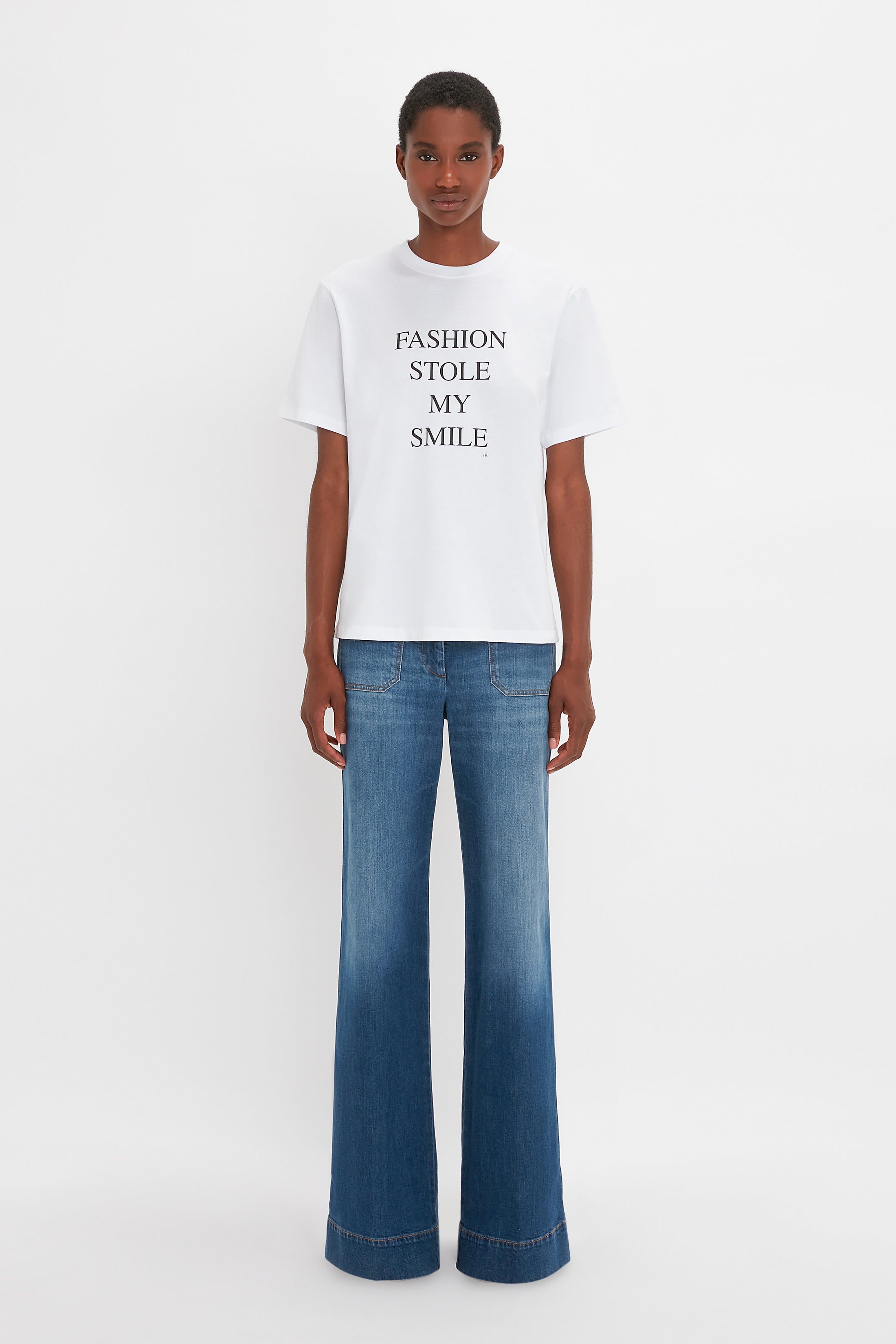 Fashion Stole My Smile T-Shirt in White - Shop Now