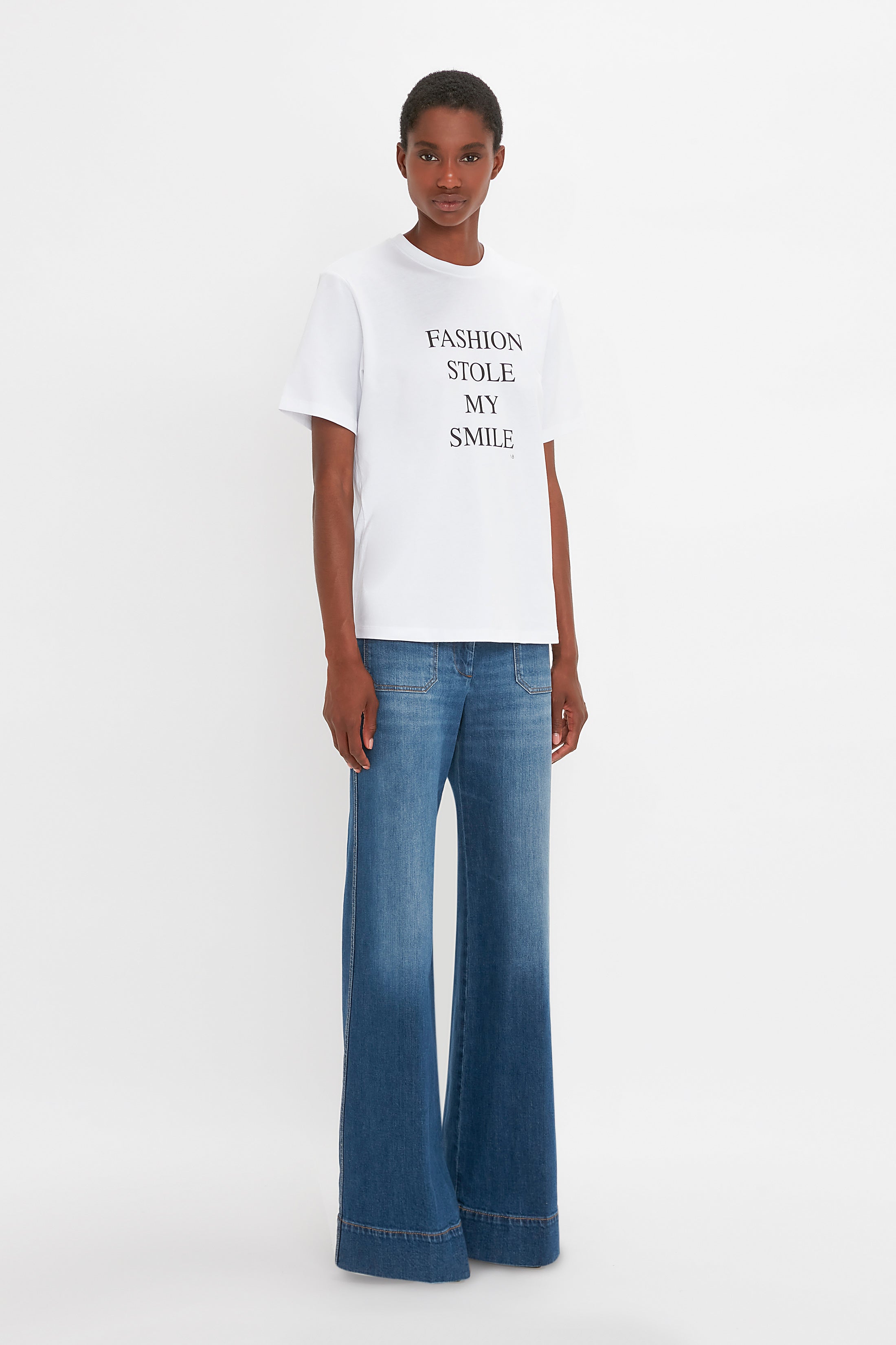 Fashion Stole My Smile T-Shirt in White - Shop Now