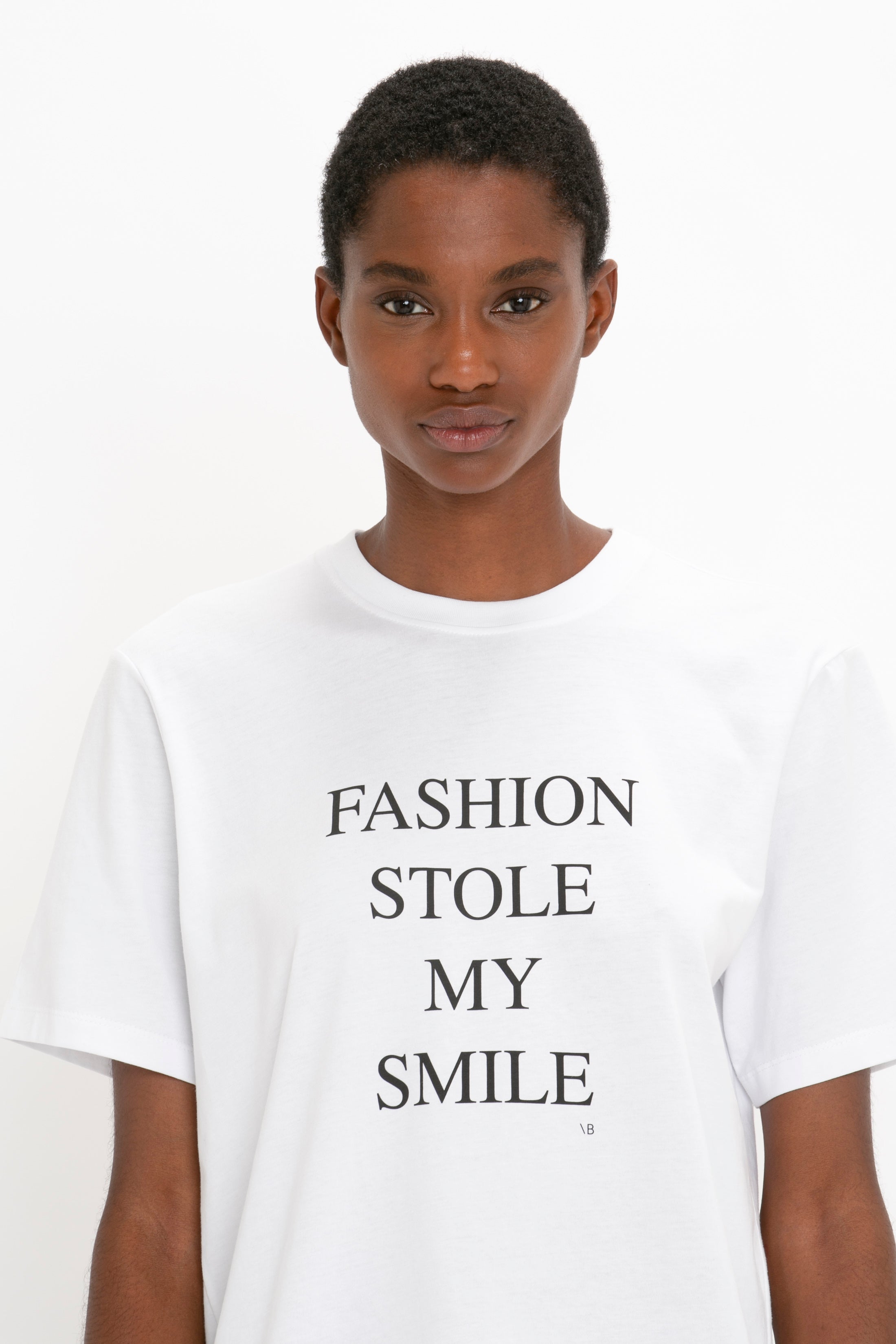 Fashion Stole My Smile T-Shirt in White - Shop Now