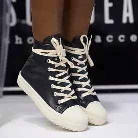 faux leather canvas sneakers