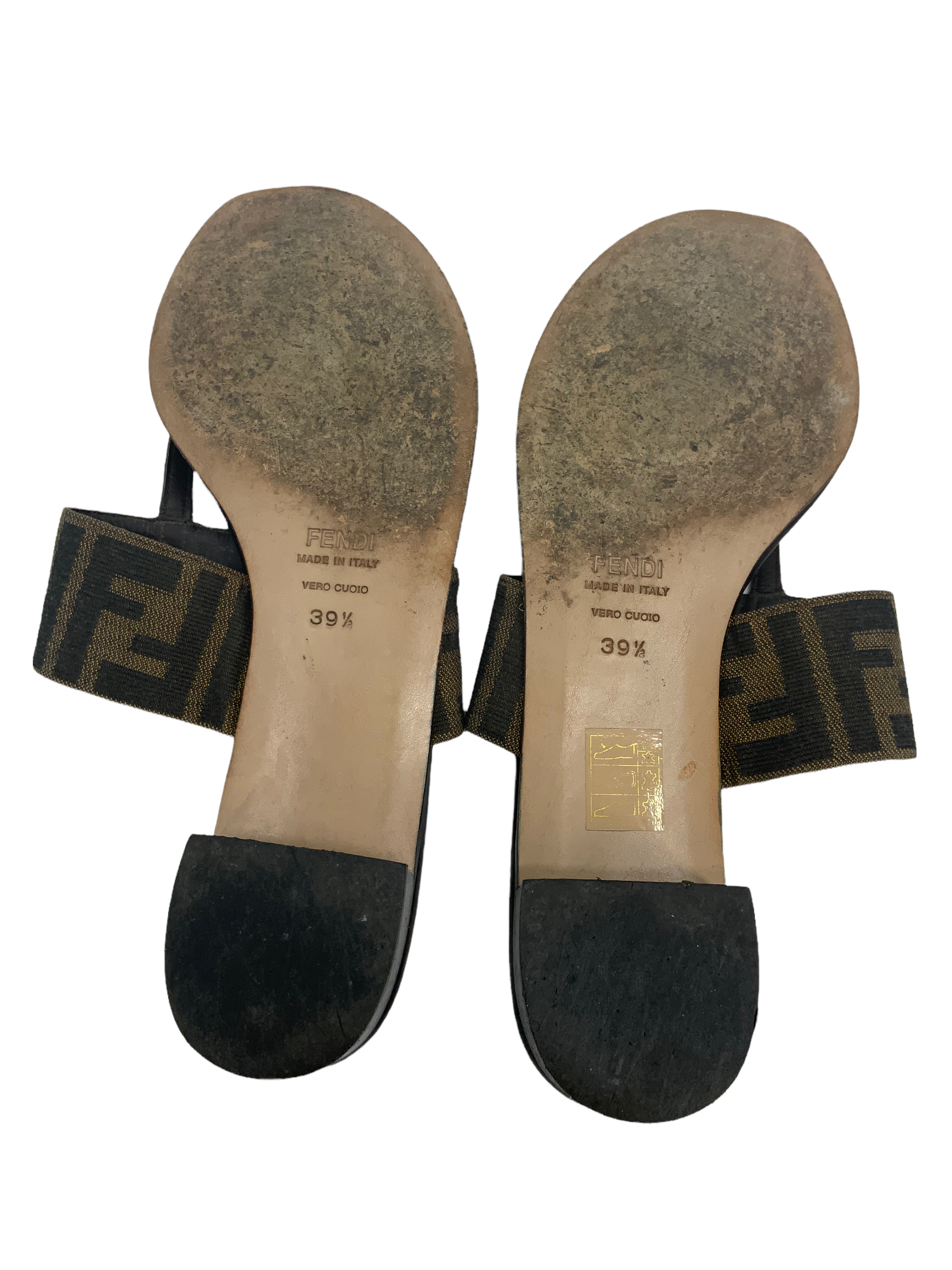 FENDI Zucca Canvas Thong Sandals 9.5