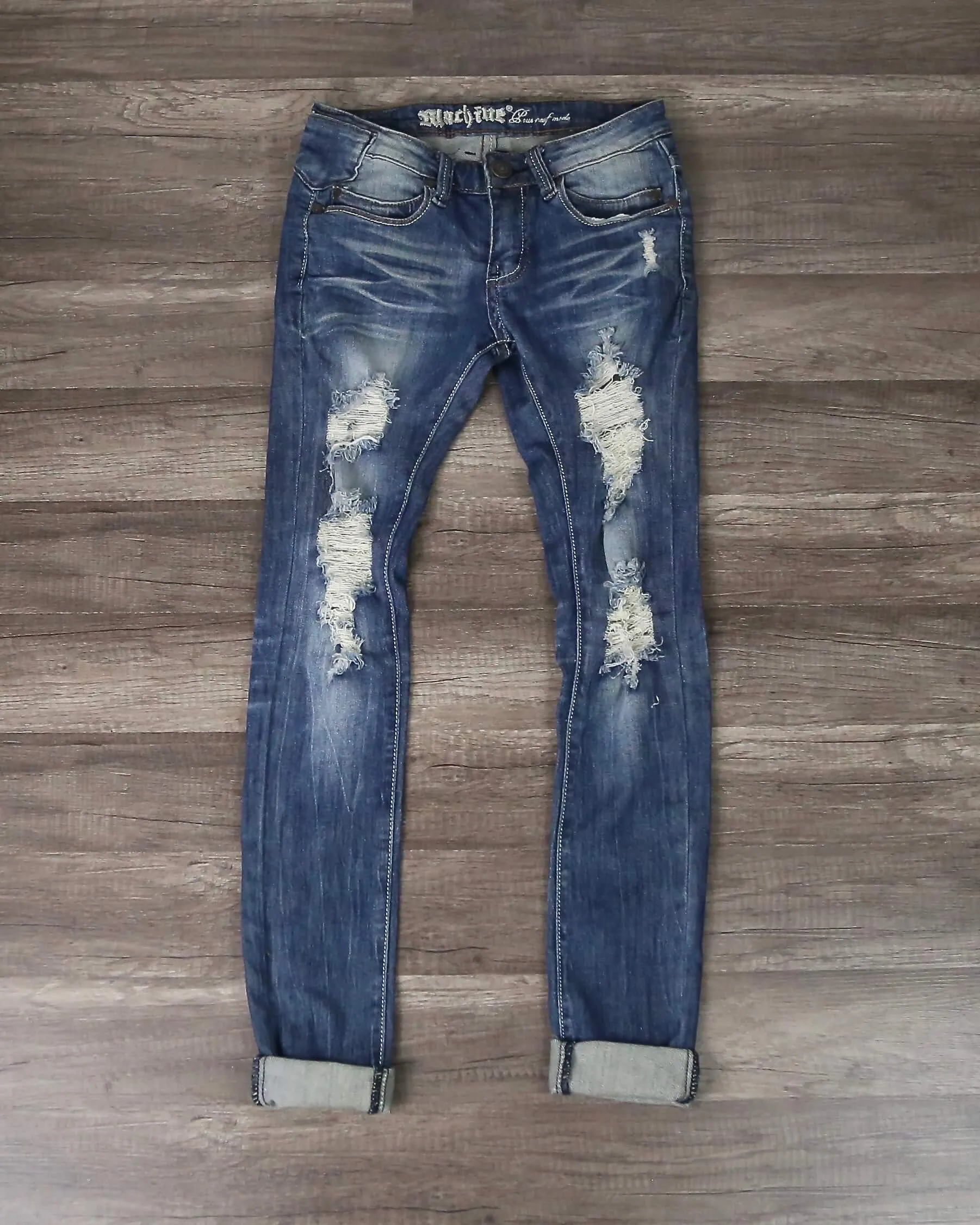 Final Sale - 5th Street Distressed Medium Wash Skinny Denim Jeans