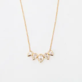 Diamond Fan Necklace with Five Pear-Shaped Diamonds