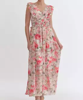 Floral Midi Dress in Blush