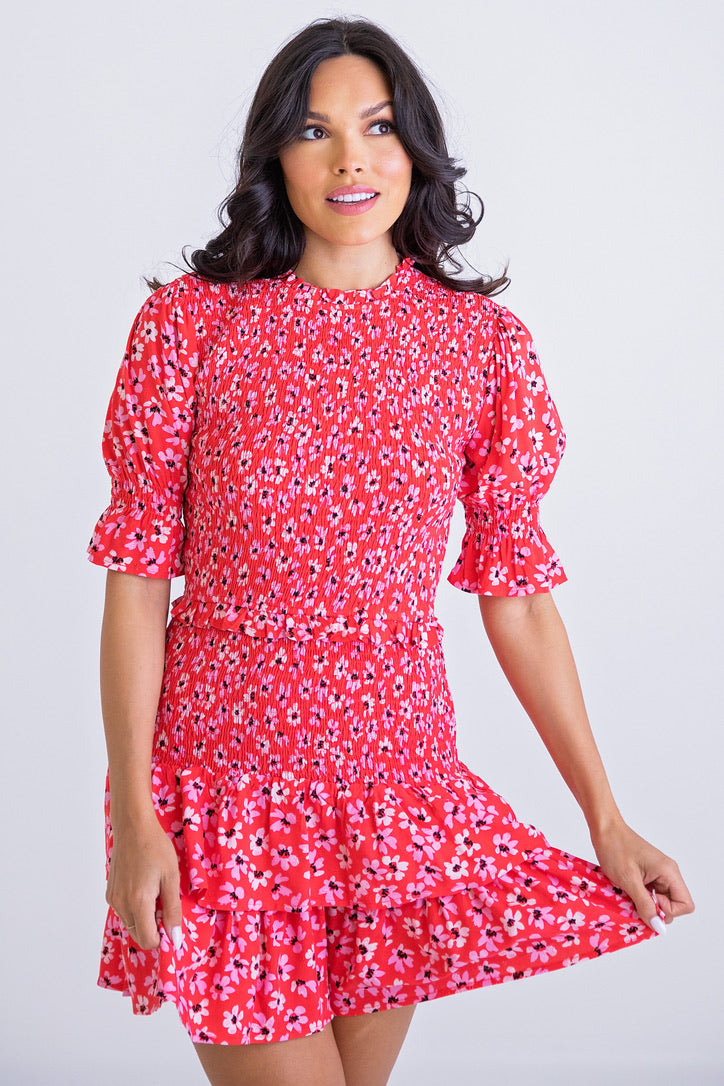 Floral Smock Ruffle Dress -> Floral Ruffle Dress