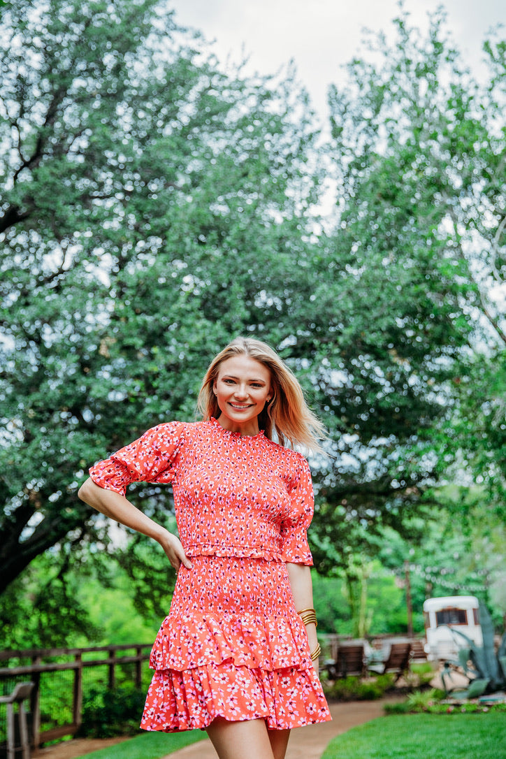 Floral Smock Ruffle Dress -> Floral Ruffle Dress