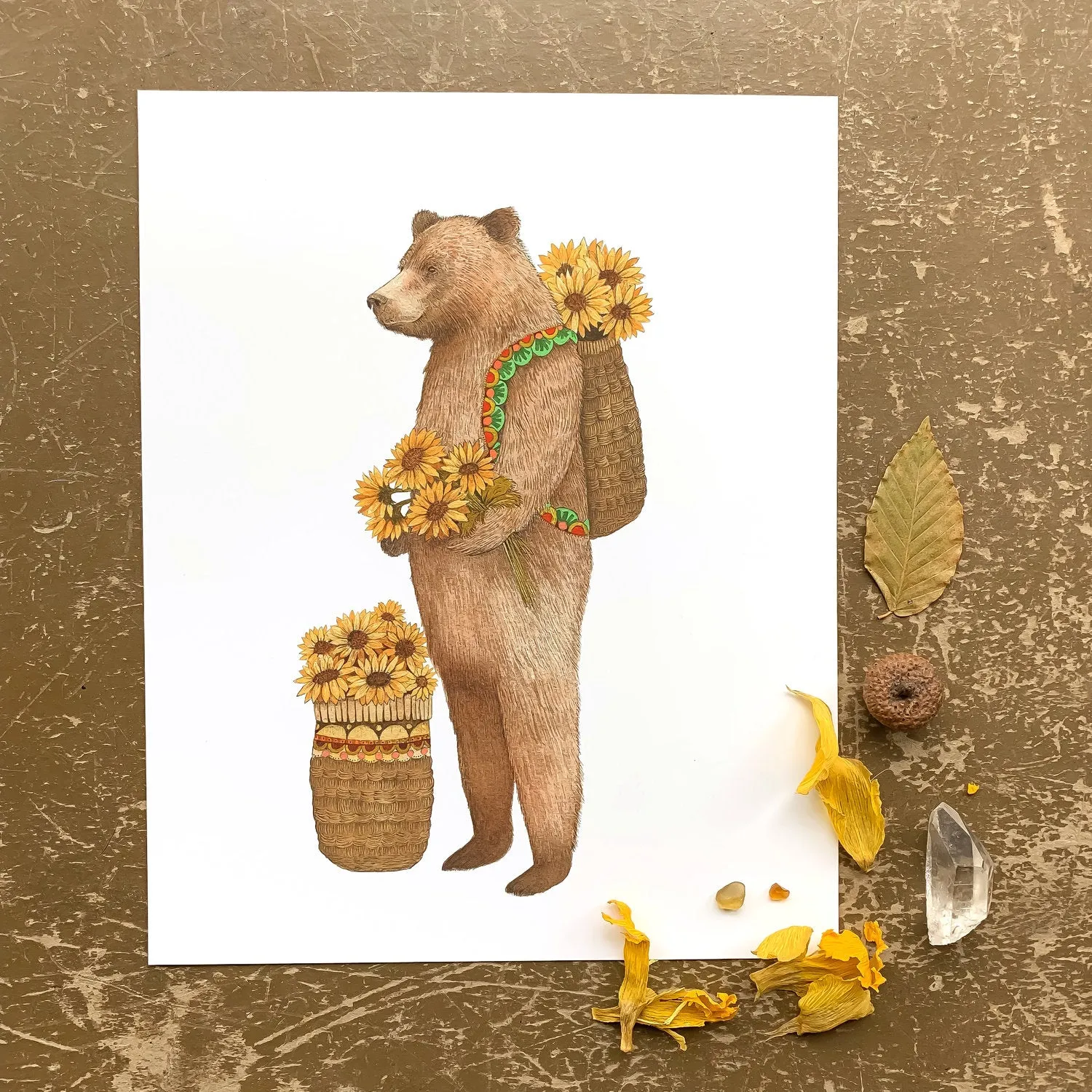 Flower Messenger Bear Print - 8x10 Size