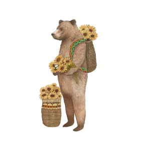 Flower Messenger Bear Print - 8x10 Size