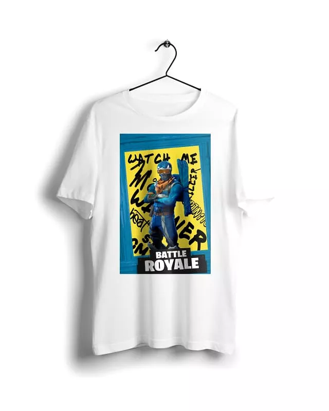 Fortnite Blue T-shirt - Basic Digital Graphics White