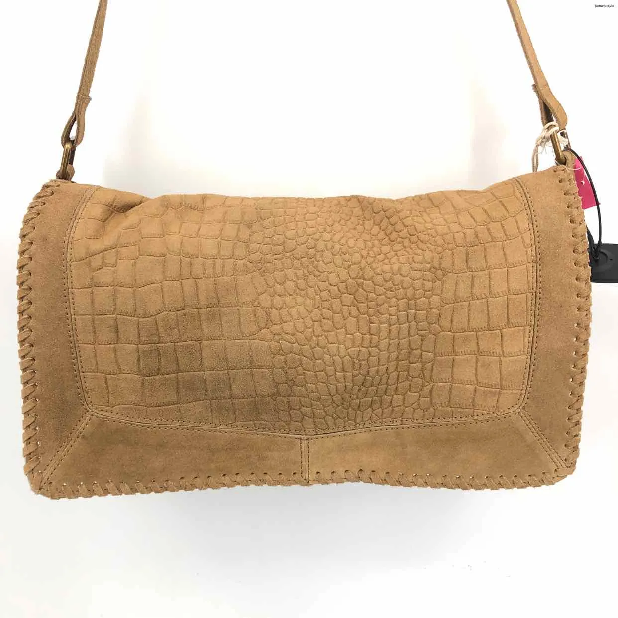 Free People Suede Mock Croc Messenger Purse - Tan, Has Tag - 17 3 10