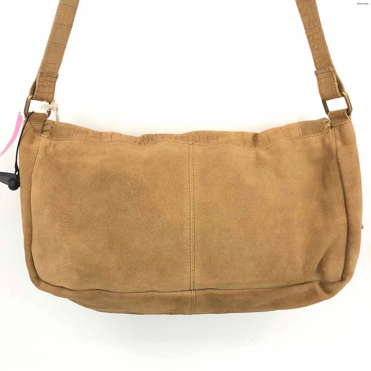 Free People Suede Mock Croc Messenger Purse - Tan, Has Tag - 17 3 10