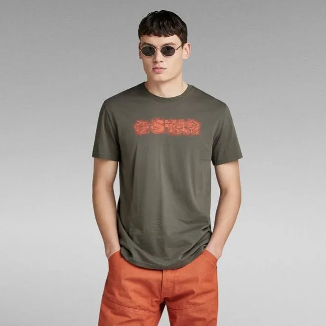 G-Star Raw Men's Grey Distressed Logo T-Shirt D24363