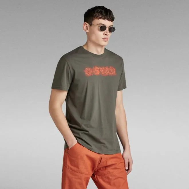 G-Star Raw Men's Grey Distressed Logo T-Shirt D24363