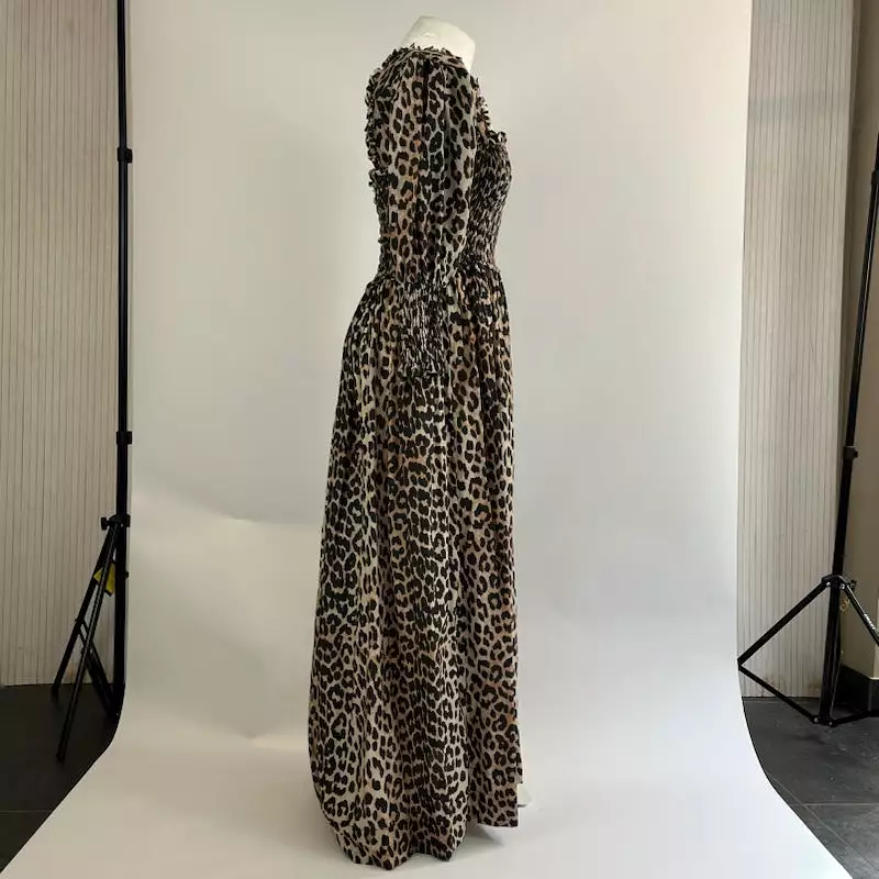 Ganni Leopard Print Maxi Dress XS