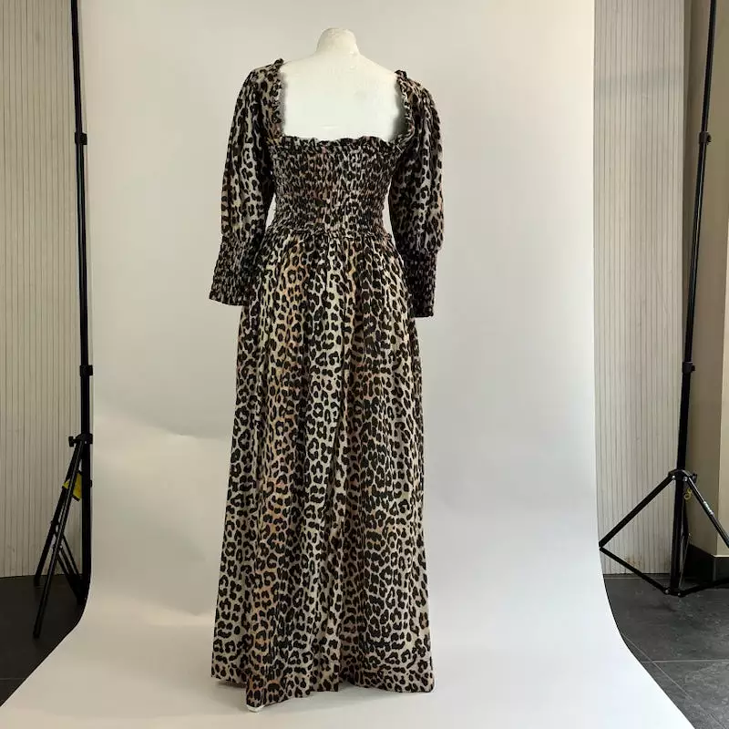 Ganni Leopard Print Maxi Dress XS