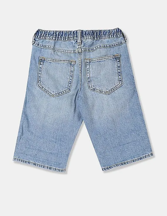 GAP Boys Blue Drawstring Elasticized Waist Light Wash Shorts - Stylish Boys' Shorts Online