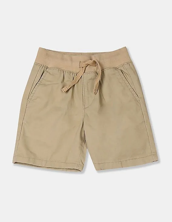 GAP Boys Khaki Drawstring Waist Solid Twill Pull On Shorts - Comfortable Boys' Shorts Selection