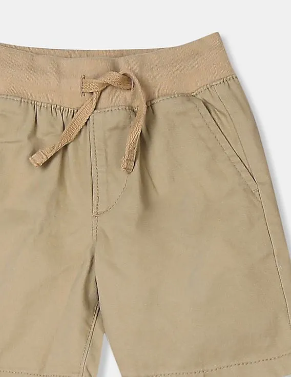 GAP Boys Khaki Drawstring Waist Solid Twill Pull On Shorts - Comfortable Boys' Shorts Selection