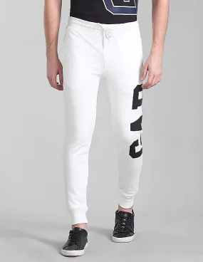 GAP Men White Drawstring Waist Printed Joggers - Exclusive Men's Joggers Collection