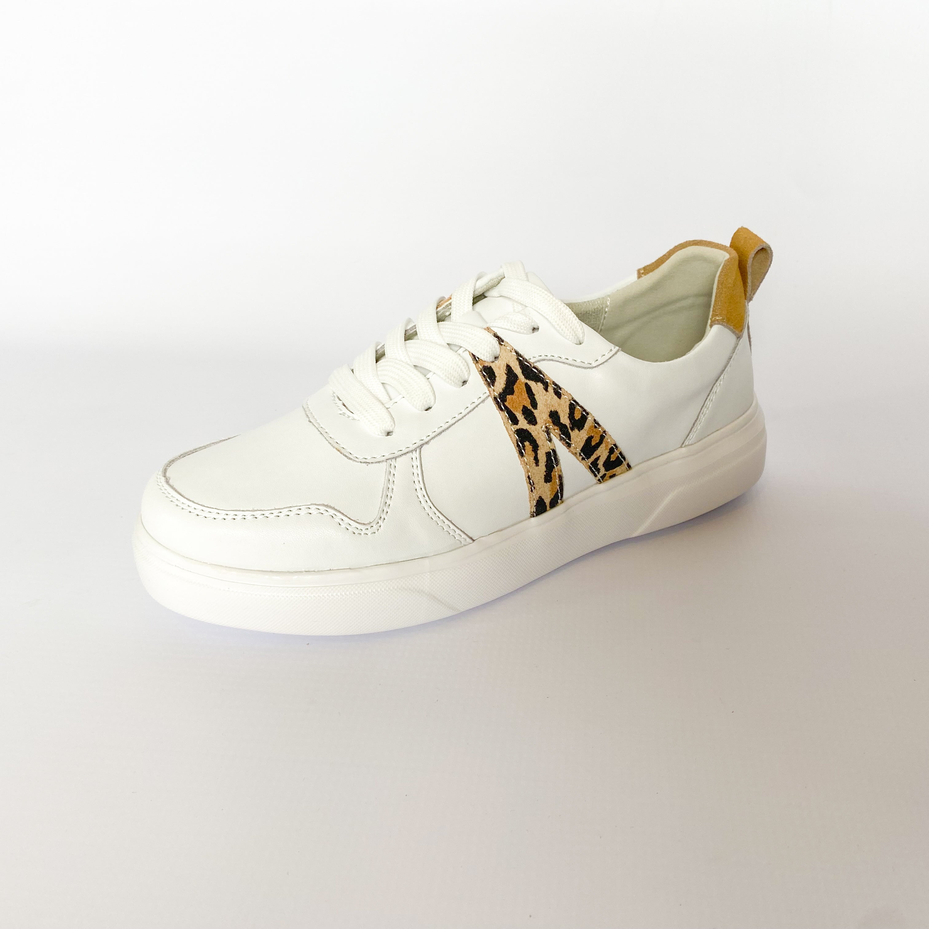 Gia white leopard print leather sneaker