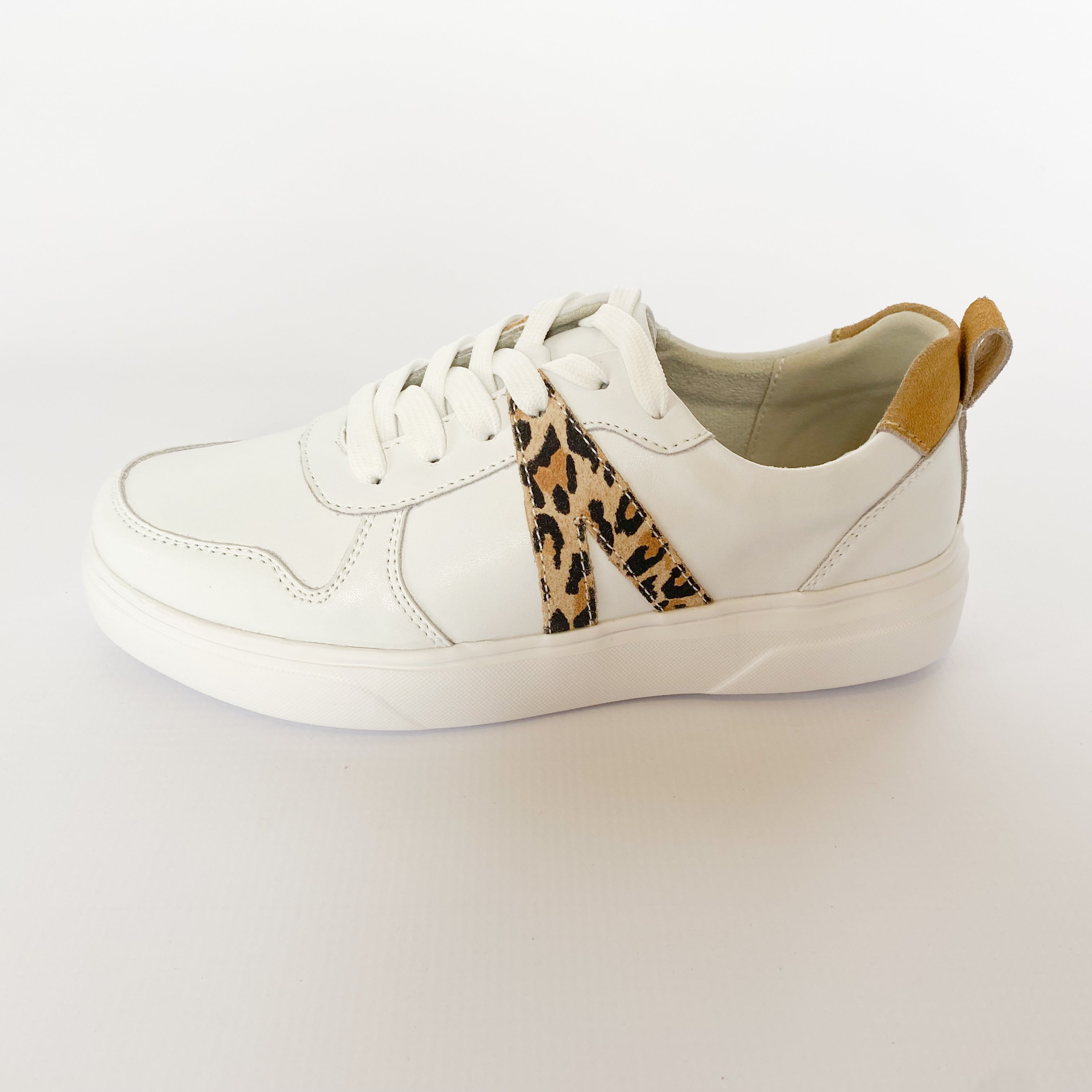 Gia white leopard print leather sneaker