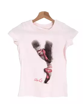 Girls Pink Slim Fit T Shirt