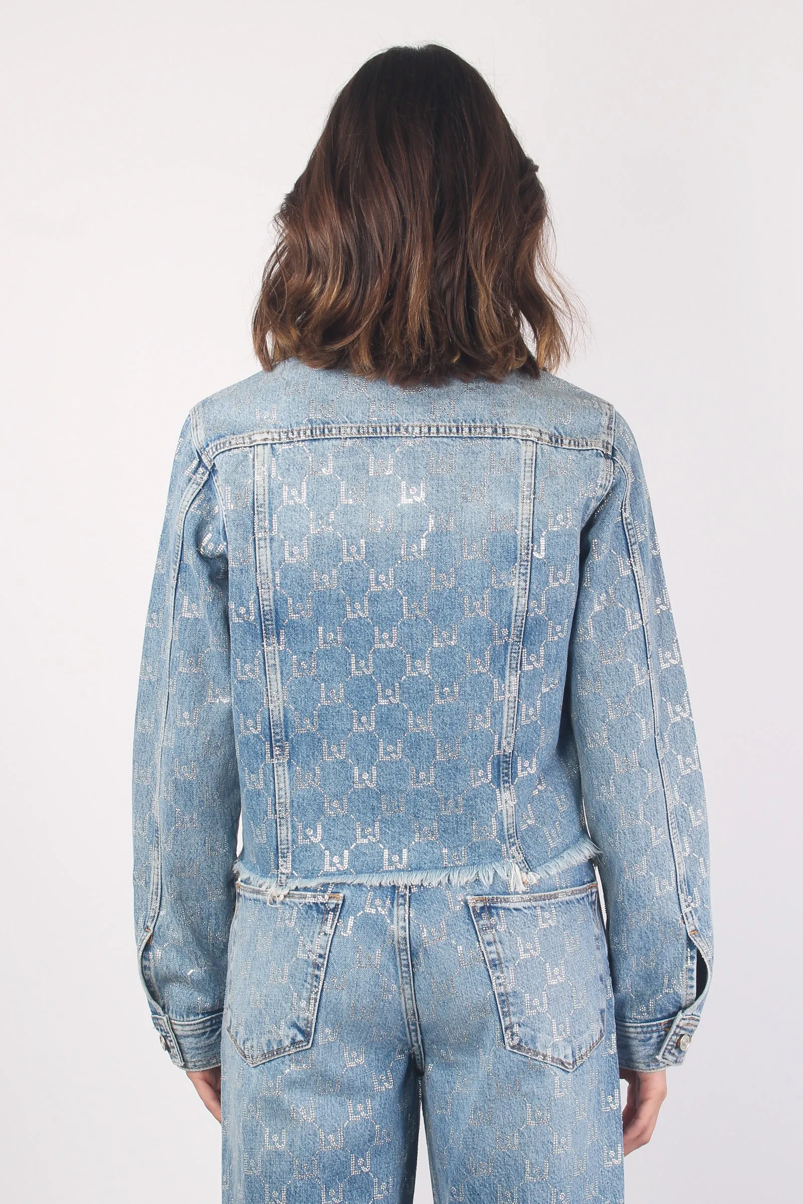 Denim Blue Multi Logo Oversized Jacket