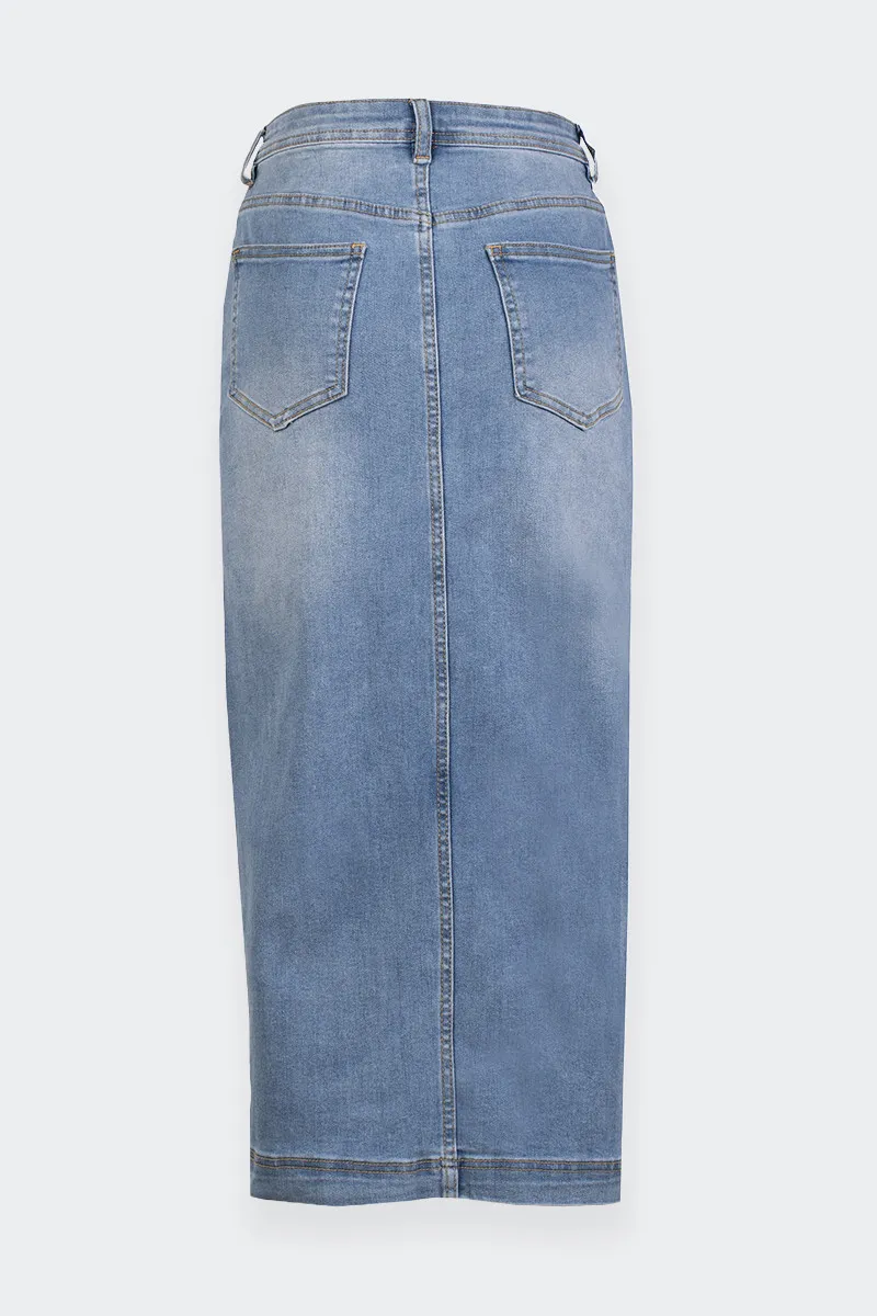 denim midi skirt