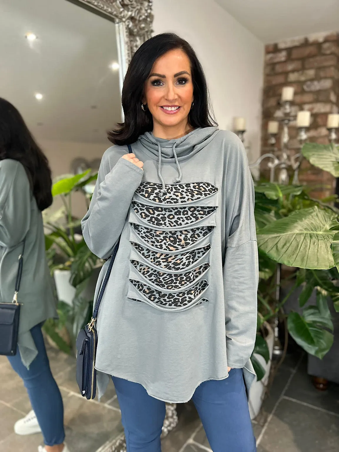 Distressed Grey Animal Sweatshirt - Kellie