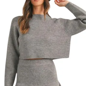 Grey Sweater Knit Top