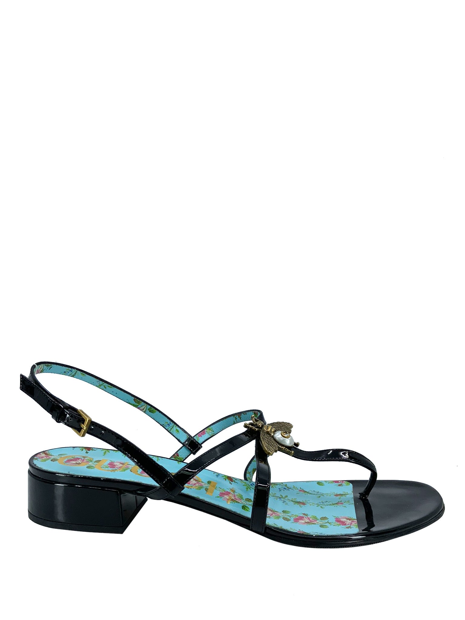 GUCCI Bee Thong Sandals | Patent Calfskin | Size 10