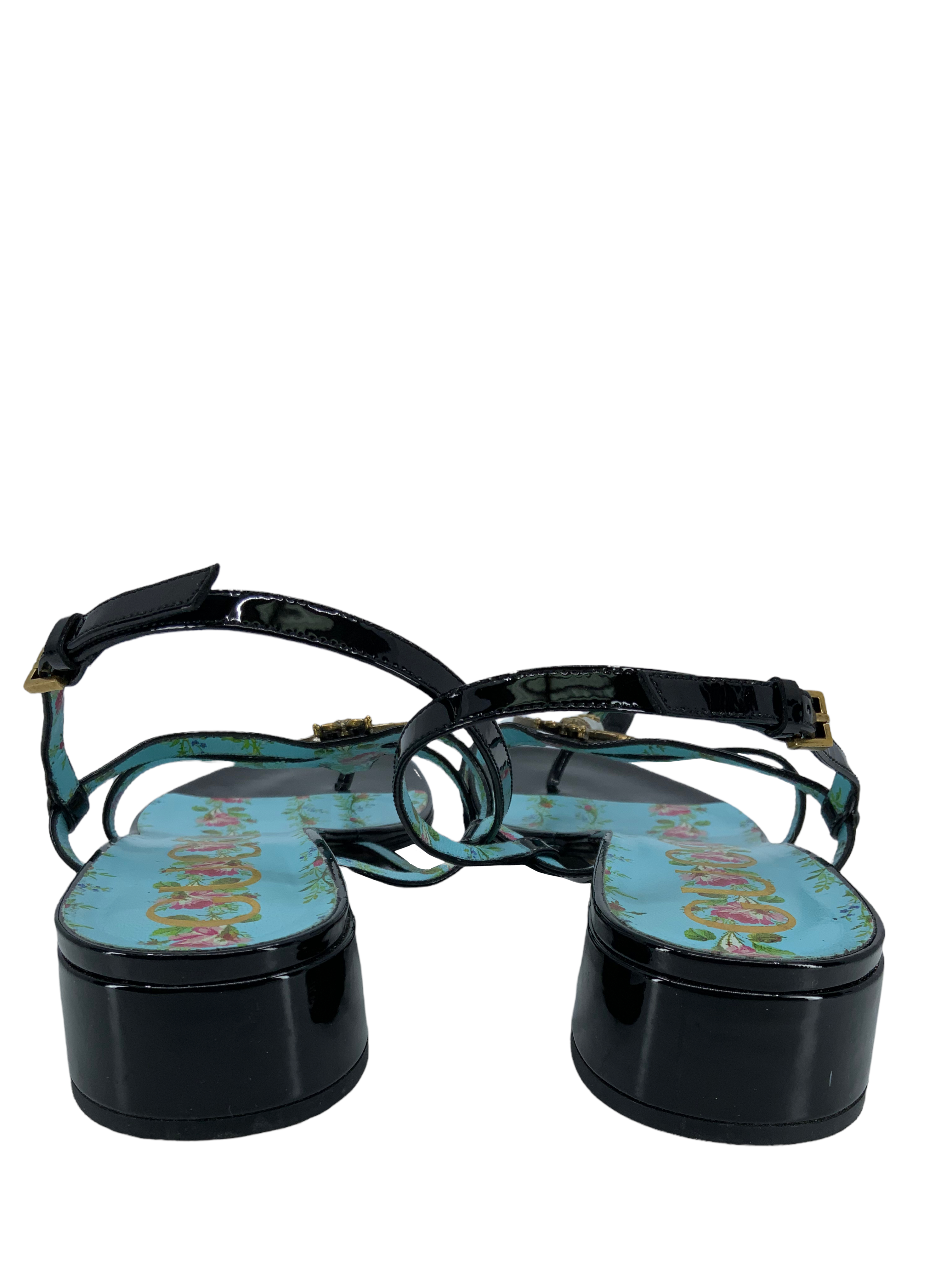 GUCCI Bee Thong Sandals | Patent Calfskin | Size 10