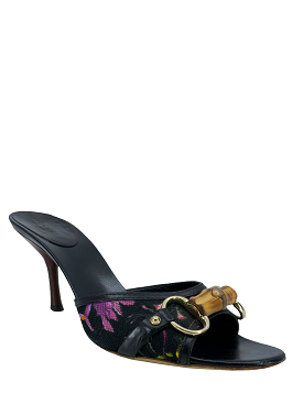 Gucci Floral Bamboo Horsebit Sandals Size 7