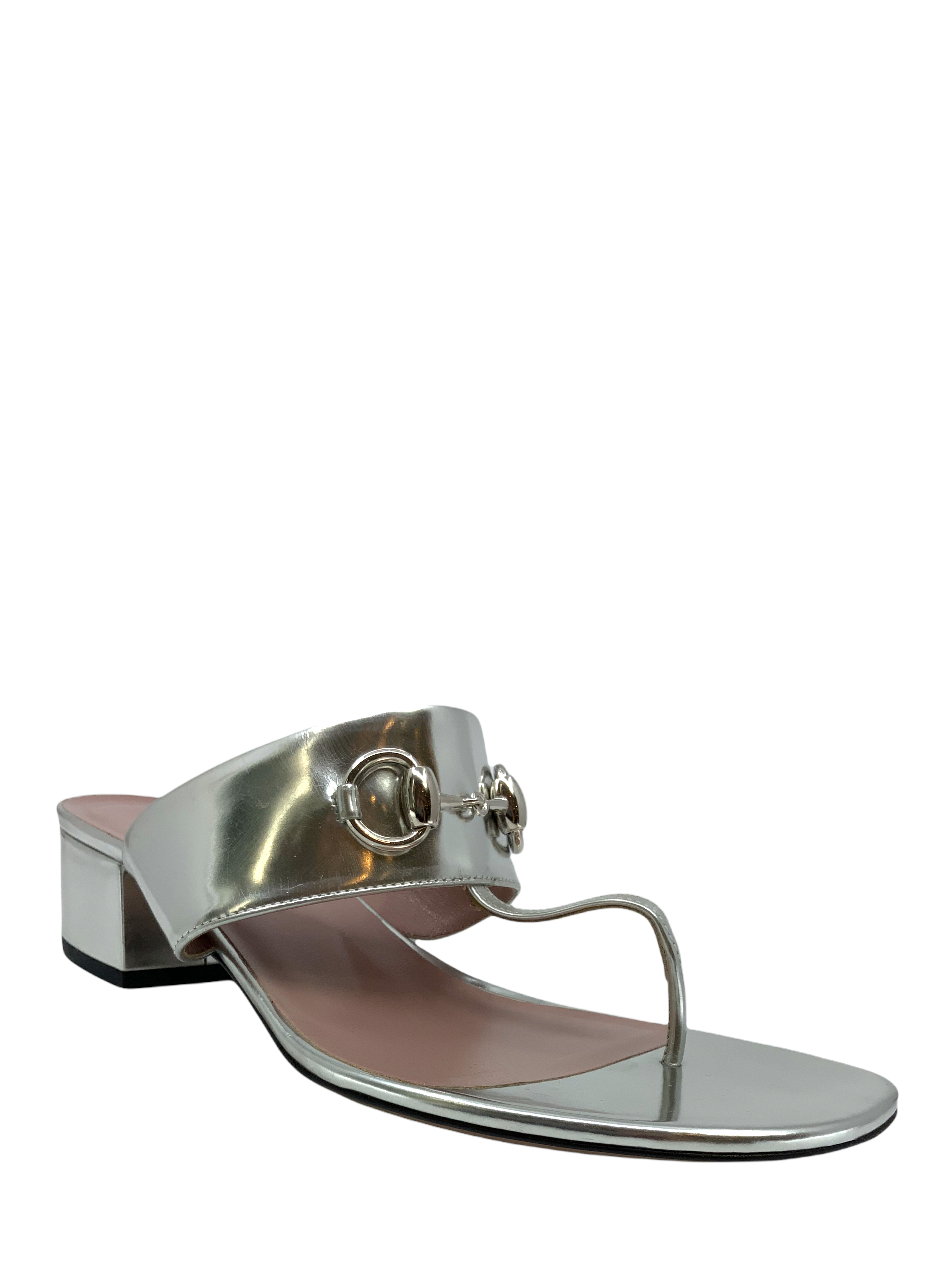 Gucci Patent Leather Horsebit Thong Sandals Size 9 - Buy Now