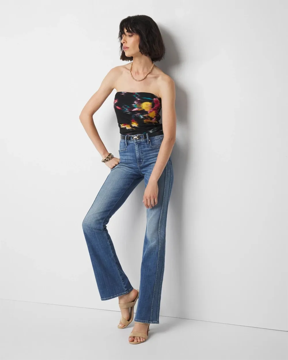 High-Rise Novelty Pocket Flare Jeans in Everyday Soft Denim