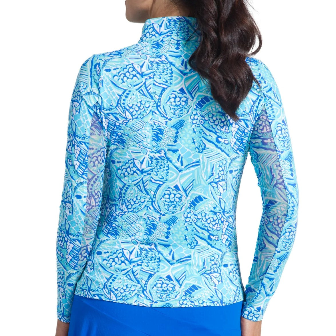 IBKUL Krista Blue/Turquoise Mock Long Sleeve - Buy Now!