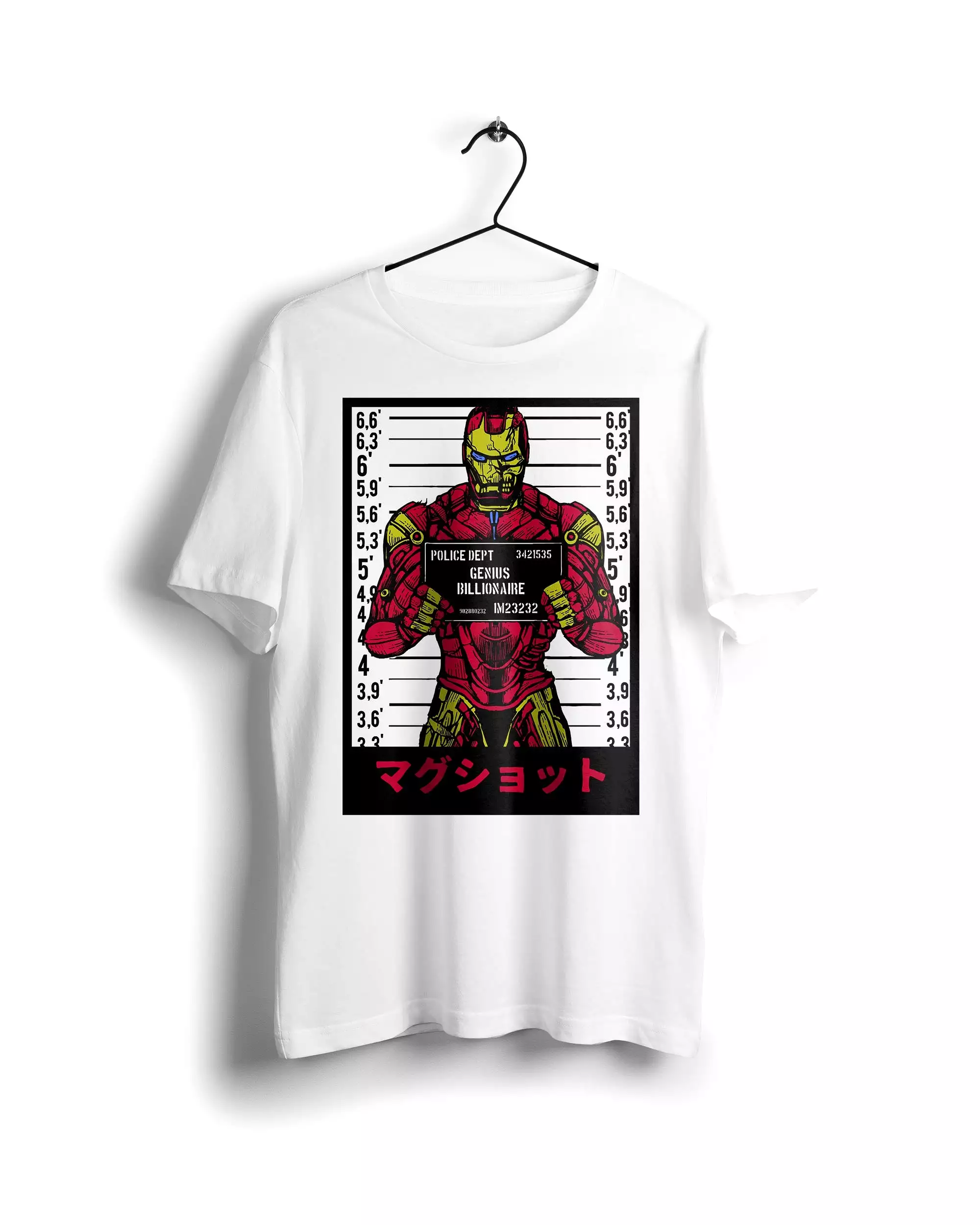 Iron Man T-shirt White Mugshot - Digital Graphics