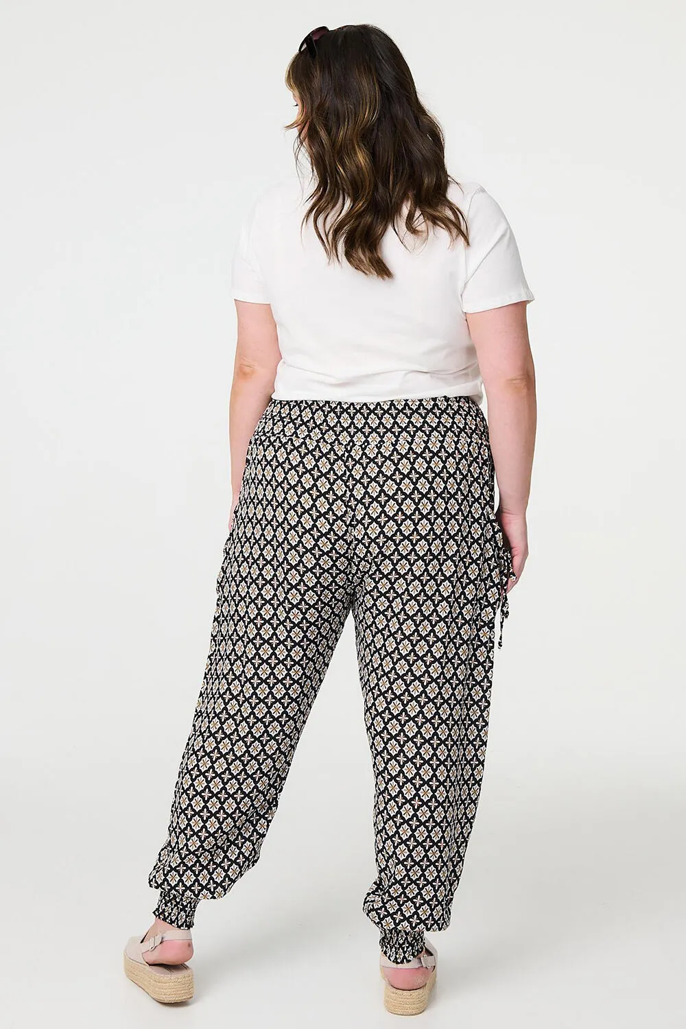 Izabel London Mosaic Print Shirred Harem Pants