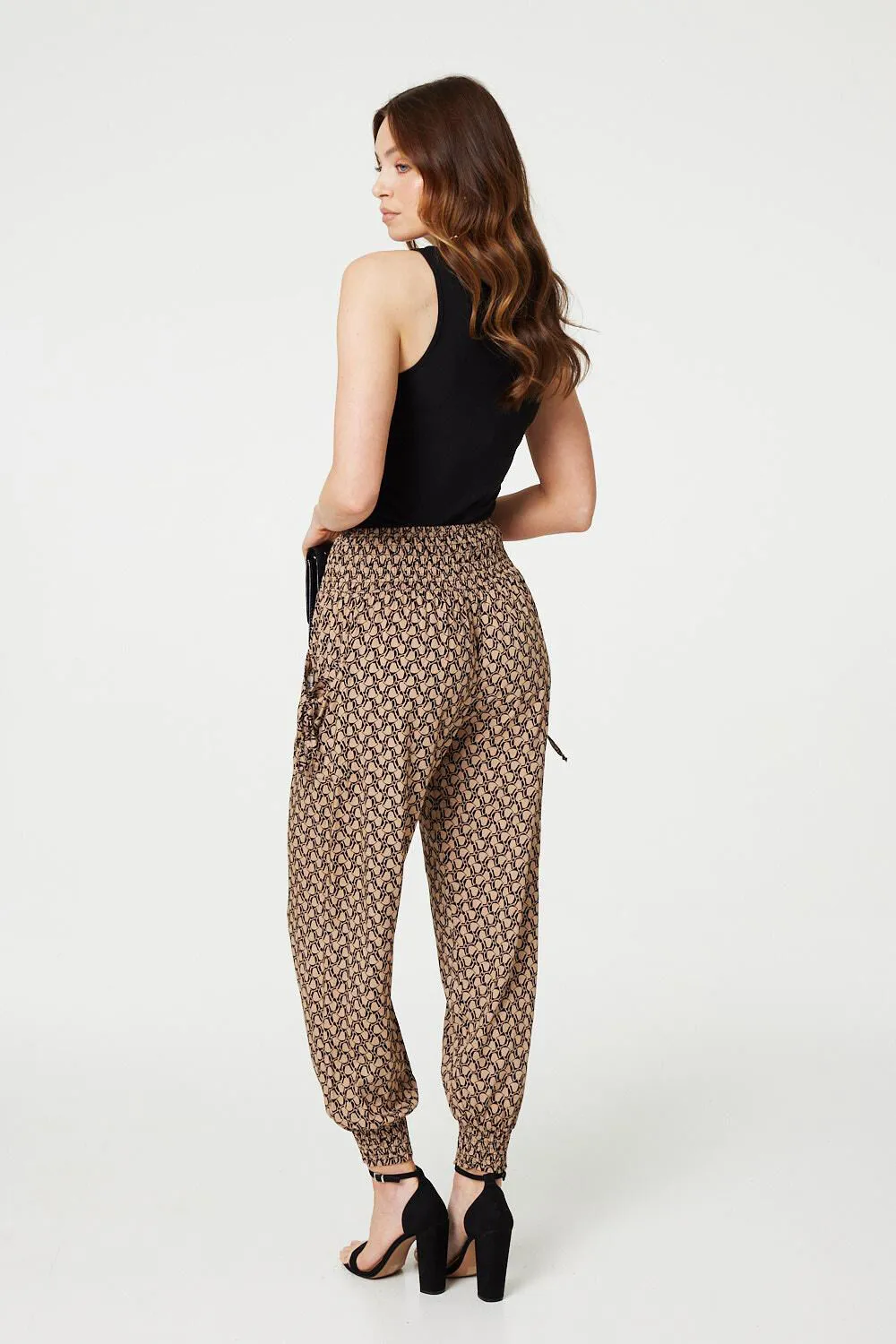 Izabel London Printed High Waist Tassel Harem Pants