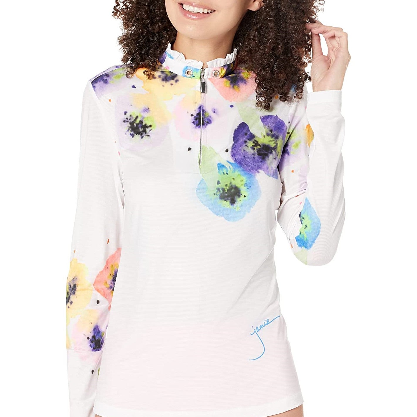 Jamie Sadock Polo Shirt Long Sleeve Wildflower White