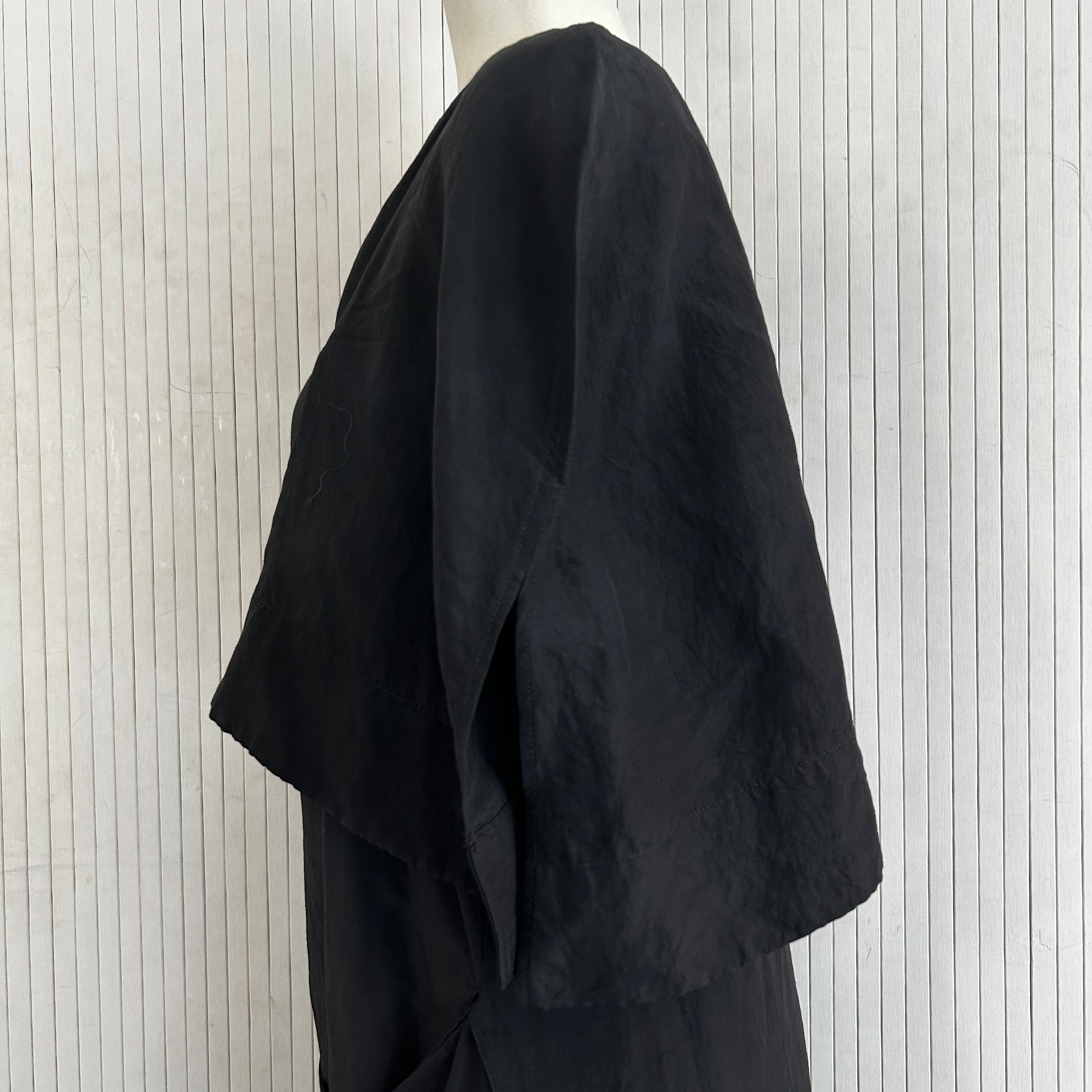 Jil Sander Maxi Dress - Black Linen & Viscose, Tie Front, XS/S/M.